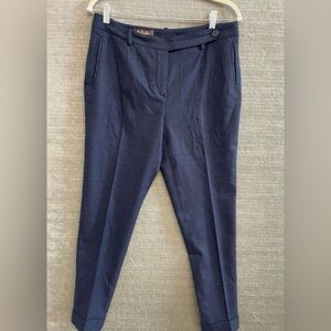 Loro Piana Cashmere Trousers Women US 8/ 44 Dark Navy Ankle Quiet Luxury